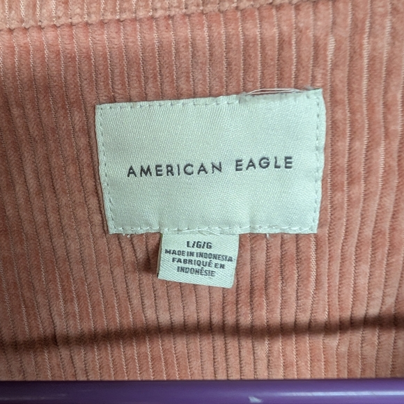 American Eagle Outfitters Pink Boxy Crop Button Down Shirt - Picture 3 of 4